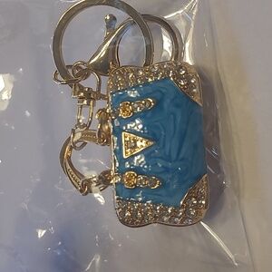 NWOT Elegant Blue and Gold Keychain Or Bag Charm